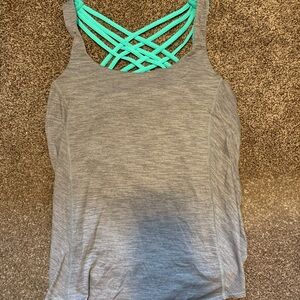 Lululemon Gray Tank Top with Teal Straps